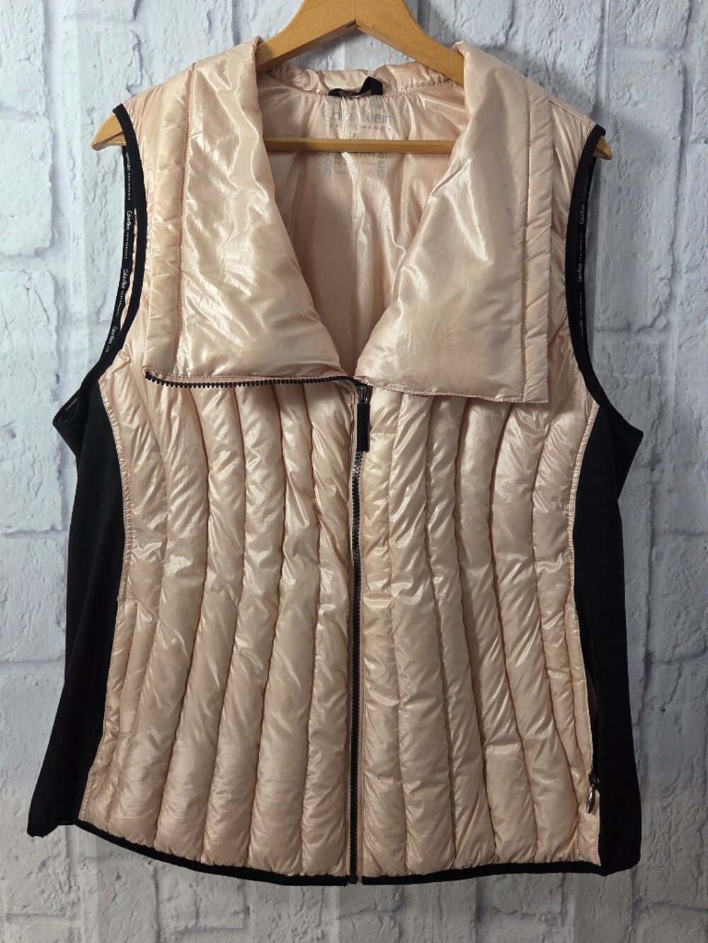 Calvin Klein Performance 2X Black Rose Gold Full Zip Stretch Puffer Vest